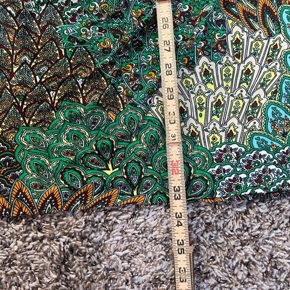 Y2K Mini Dress Green Geometric Print Babydoll Fairy Grunge Stretch Casual Boho - Picture 13 of 14